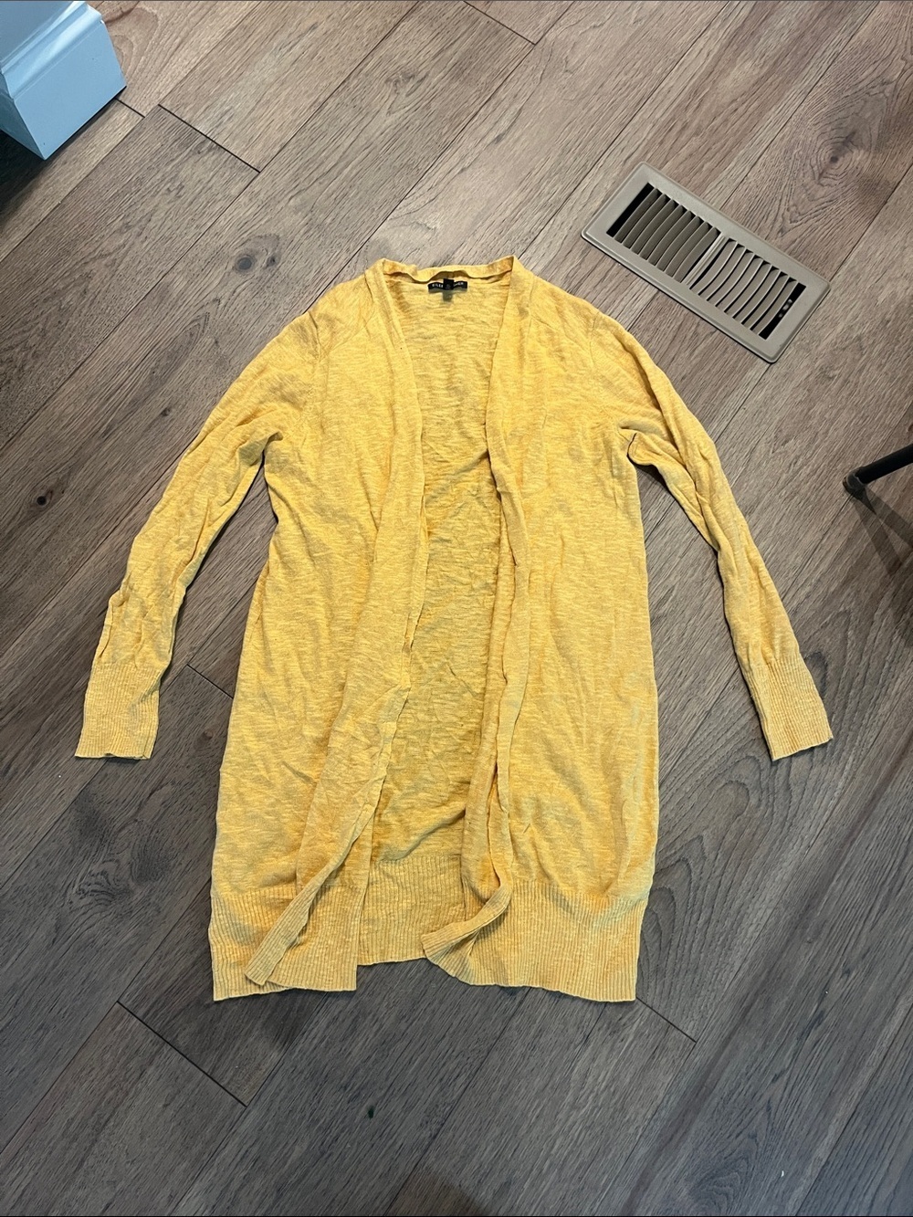 Eileen Fisher Yellow Open-Front Cardigan size medium linen cotton blend
